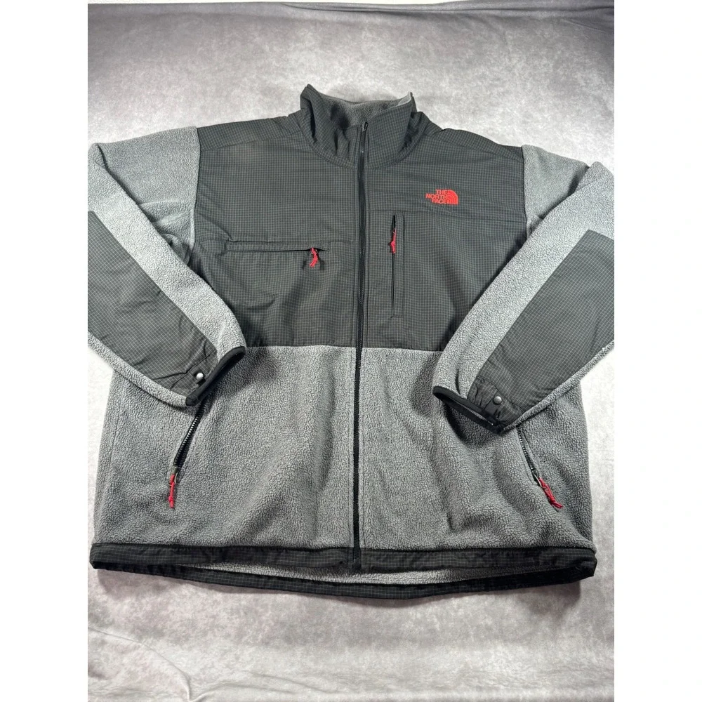 The North Face Denali Polartec Fleece Jacket Mens XXL Grey Grid Tech Y2K T132